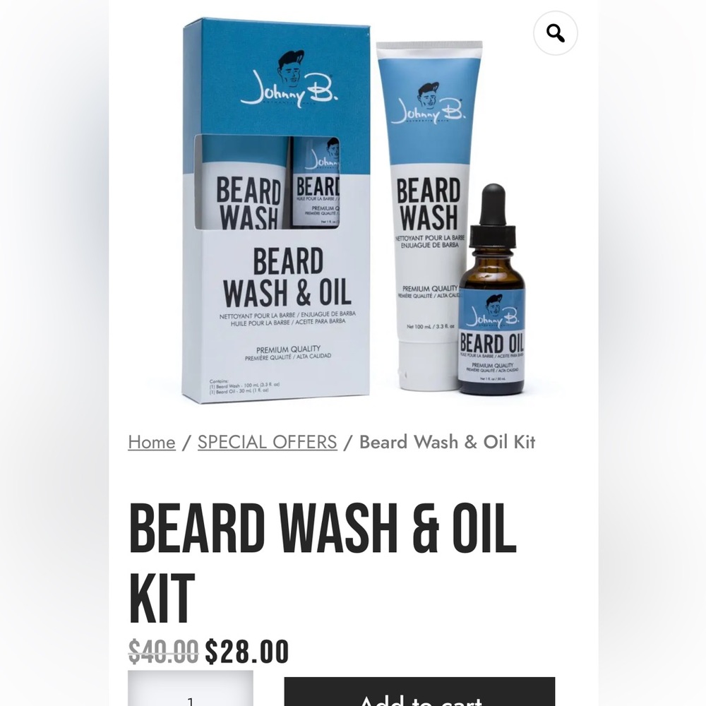 Johnny B Beard wash and oil kit
